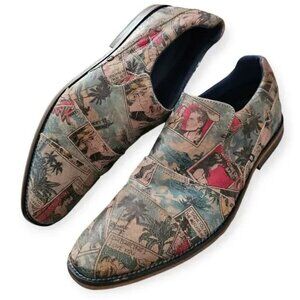 Men’s Steve Madden Art Vintage Comics Pop Art All-Over Print Leather Dress Shoe